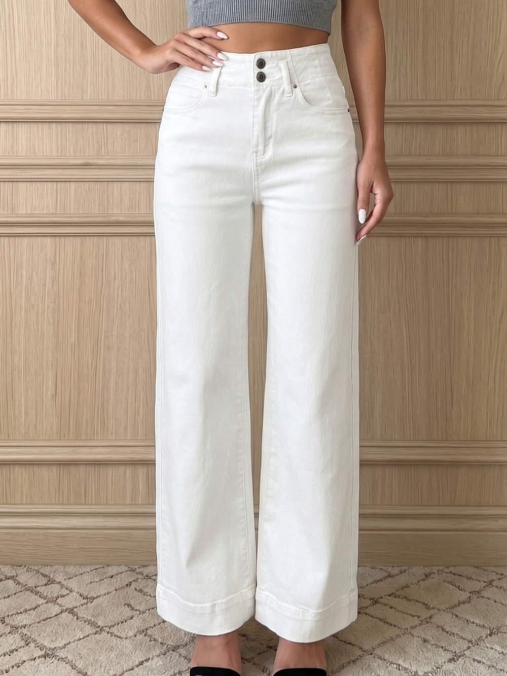 High-Rise Wide Leg Women’s Jeans - White